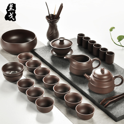 兰戈整套宜兴紫砂功夫茶具原矿老紫泥西施壶整套茶具茶杯套装